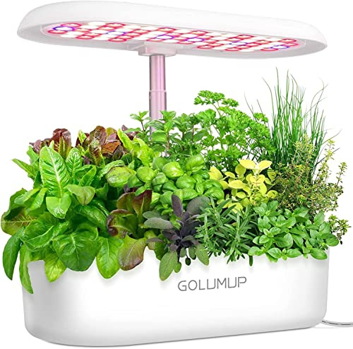 GOLUMUP Hydroponisches Anzuchtsystem Smart Garden mit Automatisches Timer 26W LED Pflanzenlampe und 12 Hülsen Indoor Kräutergarten Höhenverstellbar bis zu 50cm