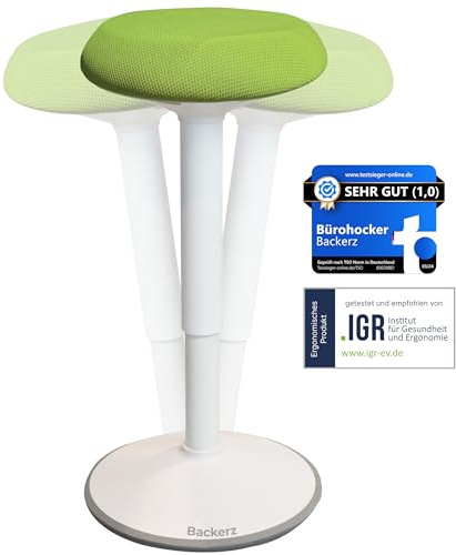 Backerz Bürohocker Ergonomisch TESTSIEGER, Höhenverstellbarer Stehhocker | 55–80 cm | Ergonomischer Hocker für Büro & Schreibtisch | Büro Stehstuhl Schwingeffekt | Wackelhocker Büro Arbeitshocker