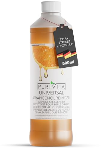 PURIVITA® Orangenölreiniger Konzentrat [500ML] - Universal Orangenreiniger Umweltfreundlich - Hochergiebiger Orangenöl Reiniger - Veganer Orangen Reiniger mit Frischeduft - Allzweckreiniger