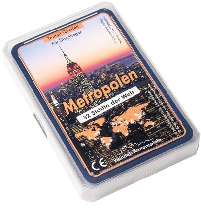 Wendels Kartenspiele Metropolen Quartett: 32 Städte der Welt | Trumpf-Spiel für Familien und Reisende