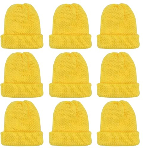 QMofeixiaodianQ 9 Stück Set Eierwärmer-Strickmütze,Eierwärmer, Eierwärmer Weihnachten, Eiwärmer aus Strick, Gestrickte Eierwärmermützen für Frühstückseier, Brunch-Tischdekoration(Gelb)