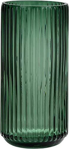 Vzmiza Grün Glas Vase 20 cm Für Moderne Heimdekoration - Flower Vase Für Pampasgras - vasen Glas für Hochzeit - Gerippt Blumenvase für tulpen-Esstisch, Wohnen-BodenVase