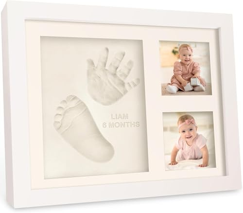KeaBabies Baby Handabdruck und Fußabdruck Set - Gipsabdruck Baby Hand und Fuß für Neugeborene - Handabdruck Bilderrahmen ​- Fußabdruck Baby Gipsabdruck Set - Dusche Abdruckset(Alpine White)