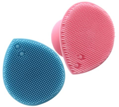 ELAYARD 2stücke Gesichtsbürste Gesichtswaschbürste mit Kopfhautmassage und Kopfmassage für Dusche Sanfte Reinigung für Haut und Poren Tägliche Anwendung mit Silikonborsten