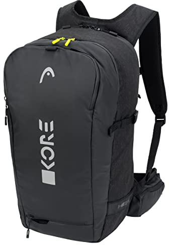 HEAD KORE Freeride Rucksack Schwarz - 30 L, Lawinen- & Skiausrüstungsfach, Helmhalterung, Rücken- & Top-Zugang, Trinksystem-kompatibel