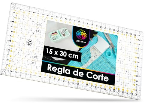 OfficeTree Patchwork Lineal 15cm x 30cm - Schneidelineal 30cm - Quiltlineale - Patchworklineal für Rollschneider - Schneiderlineal - Nählineal - Stofflineal - Nähzubehör Lineal - Quilting Ruler
