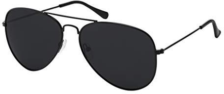 La Optica B.L.M. Sonnenbrille Herren Damen UV400 Retro Pilotenbrille Vintage Fliegerbrille 70er Jahre Groß - Schwarz (Gläser: Grau)