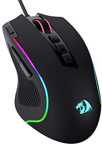 Redragon M612 Predator RGB Gaming Maus, 8000 DPI kabelgebundene optische Maus mit 11 programmierbaren Tasten & 5 Hintergrundbeleuchtungsmodi, Software unterstützt DIY Keybinds Rapid
