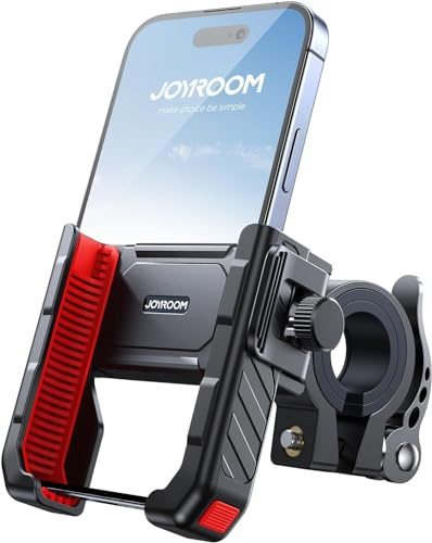 JOYROOM Handyhalterung Fahrrad【Anti Shake Stoßdämpfender】 Motorrad Handyhalterung 【1S Schnellspanner】 Universal Handyhalter für Fahrradlenker und Auch für iPhone 17/16/15/14, Samsung S26/S25 (4.7-7)