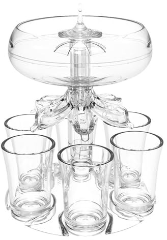 Party Getränkespender mit 6 Schnapsgläsern, Acryl Klar Schnapsglasspender für Bars, große Partys, Familientreffen, Weihnachten und andere Feiertagsgeschenke (mit Licht)