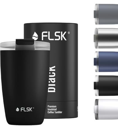 FLSK Isolierbecher CUP Coffee to go Becher 350ml Edelstahl Schwarz
