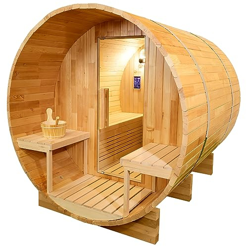 GLOBAL RELAX® I DHARANI S6 Outdoor Sauna Steinofen für 6 Personen | Hautpflege, Immunsystemstärkung I Entgiftung | Muskelentspannung, Stressabbau | Radio I USB I Bluetooth
