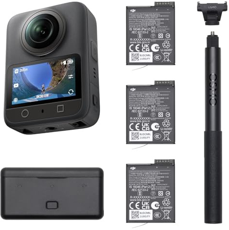 DJI Osmo 360 Adventure Combo – 360 Kamera mit 1-Zoll Sensor, 8K-360° Video, 4K/120fps & 170° Sichtfeld, 120MP Fotos, Action Cam & Vlog Kamera, Magnetischer Schnellwechsel, 3 Akkus & Ladeetui
