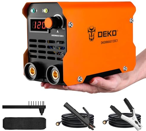 Elektroden schweißgerät Mini Schweißgerät: DEKO 120A 220V MMA Inverter Schweissgerät für Heimreparaturen,Metallschweißen, DIY,Tragbares Schweißgerät mit verstellbarem Schultergurt für Schweißer