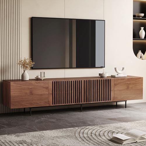 OLEYLUCKLIVE Mid-Century Modern TV-Schrank für 80+ Zoll Fernseher - TV Lowboard mit Stauraum - Home Entertainment Center in Walnuss für Wohnzimmer, Schlafzimmer (240cm)
