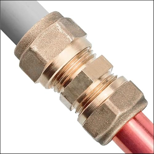 MegaHaustechnik Übergangsverschraubung Adapter Kupplung für Mehrschichtverbundrohr 16x2 mm (AußenØ x Wandstärke) auf Kupferrohr 15mm AußenØ, Schraubfitting aus Messing Trinkwasser geeignet