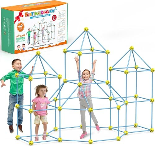 DIY Bauspielzeug, 140 PCS Höhle Bauen bauspielzeug, Kinder Konstruktionsspielzeug, Höhle Bauen Kinder Crazy Forts Zelt Spielzeug, Lernspielzeug Geschenk für Junge & Mädchen 4+ Jahre