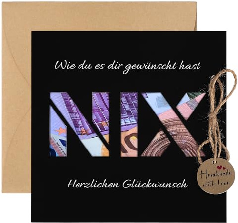 Thboxes Geldgeschenk Verpackung mit Umschlag, Lustige NIX Grußkarte Geldgeschenke für Weihnachten Geburtstag Hochzeit Urlaub Reise Geld Geschenke für Männer und Frauen