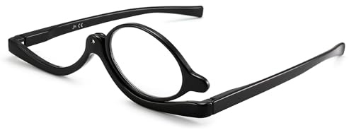 JM Schminkbrille mit Klappbaren Glaesern, Lesebrille zum Schminken für Damen Schwarz+5.0