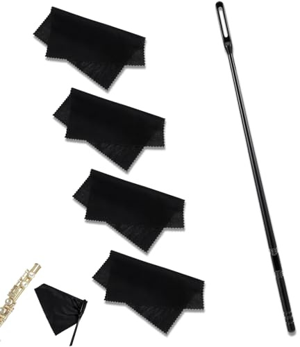5 Stück Flötenputzer Blockflöte Set Putztuch Flötenputzer Set 1 Flöte Reinigungs Stab Und 4 Reinigungstücher Querflöte für Pflege Innen und Außenreinigung von Querflöten Werkzeuge Querflöte Saxophon
