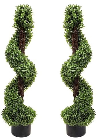 2 x künstliche Buchsbaum-Spiralbäume (90 cm)