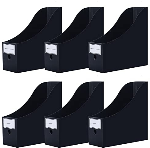 Srvnpioy Stehsammler A4, 6 Stück, aus stabilem Karton, 10cm breit, Farbe Schwarz, für Büro, Schule, Zuhause, 10,2 x 26 x 26,7 cm