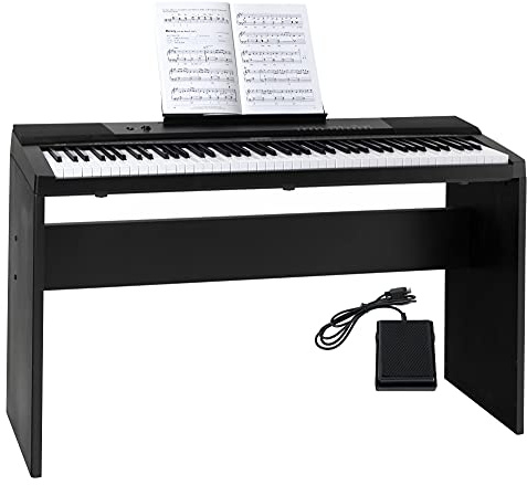 McGrey DK-88 Beginner-Keyboard in Stagepiano Optik, Mit Unterbau in Schwarz | Einsteiger-Keyboard in Stagepiano-Optik, 88 Tasten in Standard-Größe, 146 Sounds, 16 Demo Songs, Effekte: Vibrato, Sustain