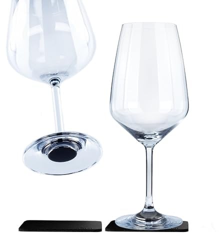 silwy® Magnetgläser, feine Kristallgläser mit perfekt integriertem Magnet und metallischen Nano-Untersetzern (WEIN BORDEAUX)