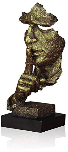 LEPENDOR Stille ist golden - Handgefertigte Stille Männer Statuen Harz Abstrakte Skulptur Büro Home Decor Figur Geschenk - Stille, Gold