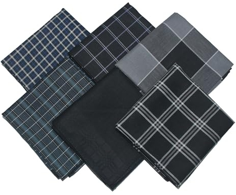 DHSUN Stofftaschentücher Herren Herrentaschentücher Aus Baumwolle,Einstecktuch 6er Pack Klassische Taschentücher Stoff Herren mit Karomuster, Vielseitig Einsetzbar Taschentücher 43 * 43cm