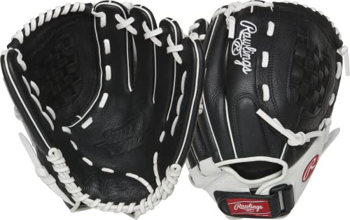 Rawlings Shutout Fastpitch Softball-Handschuh, rechts, 30,5 cm, Korbgeflecht, Schwarz/Weiß