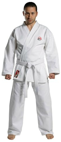 Athletics Gear Karateanzug Kinder Erwachsene Karate Gi Aikido Anzug Weiß Schwarz inkl Gürtel Kampfsportanzug Trainingsanzug leicht 7oz Größen 100–200 cm (Weiß, 3/160 cm)