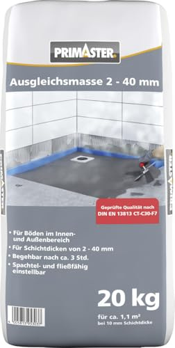 Primaster Ausgleichsmasse 20 kg, 2-40 mm Nivelliermasse Bodenausgleichsmasse