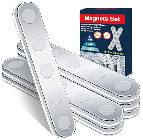BKSAI Unzerbrechliche Magnete Selbstklebend Stark Magnetband zum Kleben Neodym Magnete Klebemagnete Magnetband Flach für Schule, Büro Fixierungskomponente (6, N33-Hält 450G)