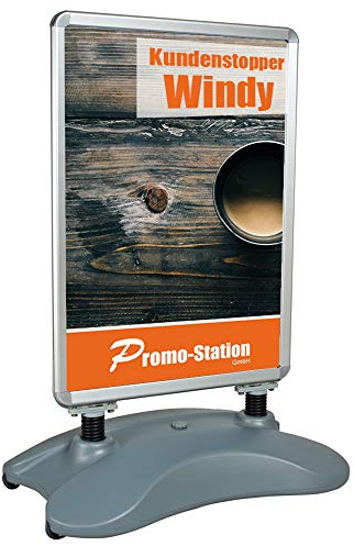 Promo-Station GmbH Alu Kundenstopper A1 Werbetafel Aufsteller Plakatstand mit Wassertank Windy