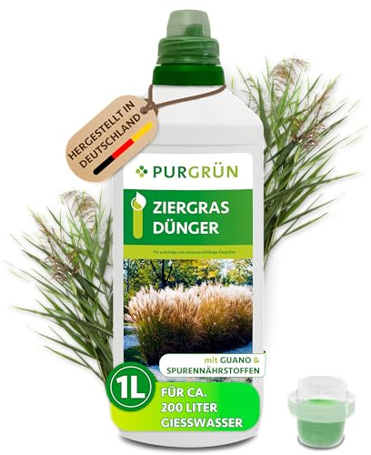 Purgrün® Ziergras-Dünger 1 Liter – Fördert schnelles, gesundes Wachstum – Hohe Widerstandskraft dank Kalium – Premium-Dünger mit Spurennährstoffen – Konzentrat für bis zu 200 Liter Gießwasser