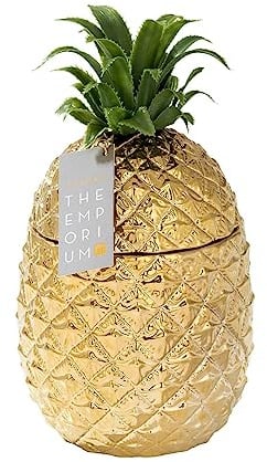 Talking Tables Goldener Ananas Eiswürfelbehälter mit Deckel, Edles Getränkewagen | Retro-Bar-Accessoire | Eleganter Eisbehälter für Eiswürfel, 21,5 x 21,5 x 27 cm, Ceramic, Mehrfarbig