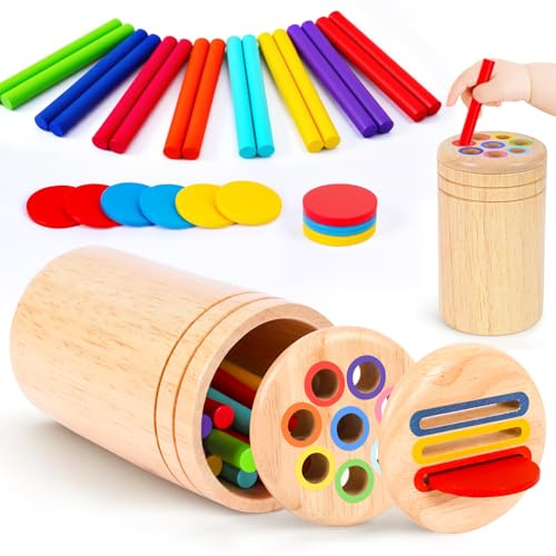 Montessori Spielzeug ab 1 Jahr, Spielzeug ab 1 2 Jahre Mädchen Jungen Baby Spielzeug Geschenk Mädchen Jungen 1 2 Jahre Farbe Sortierspiel Kinderspielzeug Motorikspielzeug Holzspielzeug ab 1 Jahr