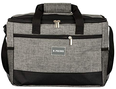 B.PRIME 20L Kühltasche Classic GRAU I 36x26x22cm I Isoliertasche I Lunch-Tasche I Kühlbox I Picknick-Tasche I Eistasche I Campingtasche I Picknick I Outdoor I Reisen I Einkauf I Auto