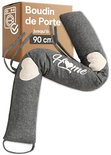 Praknu Zugluftstopper für Türen 90cm - Waschbarer Stoff - Energiesparend - Extra Schwer - Luftzugstopper für Türen und Fenster - Grau - Türdichtung unten gegen Zugluft - Windstopper für Haustür
