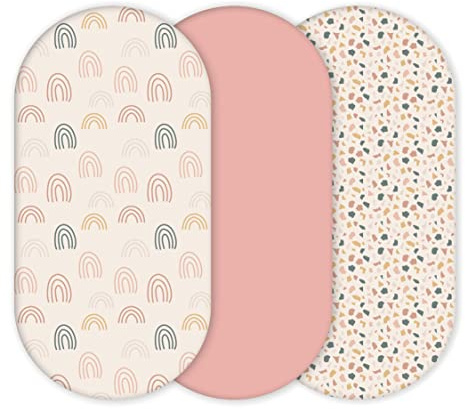 Yunioo Spannbettlaken Kinderwagen 3er-Pack für Kinderwagen Matratzenbezug, Moseskorb, Atmungsaktiv & Passgenau & Hautfreundlich Spannbettlaken Stubenwagen Bezug