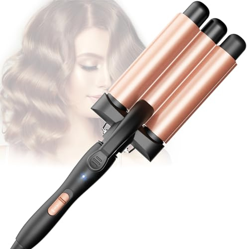 BESTOPE PRO 25mm Lockenstab, Keramik-Welleneisen für Haare mit Negativen Ionen, 8 Einstellbaren Temperaturen, 30S - Schnelles Aufheizen, 60Min Auto - Abschaltung, Handschuh, 2 Klammern, Roségold