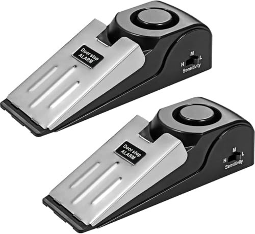 Türstopper Alarm Kabellos Wedge 120dB Sirene Einbrecher Alarmanlage für Hotel Home Travel Security (2er Pack)