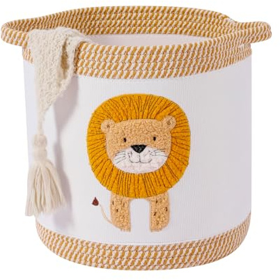 Babydecke Körbe Wäschekorb Niedlicher Löwe Kinderzimmer Spielzeug Aufbewahrungskorb, gewebtes Baumwollseil Kinderzimmer Organisation Bins für Mädchen Jungen Kinder Baby Dusche Geschenkkörbe