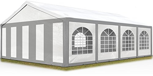 TOOLPORT Hochwertiges Partyzelt 5x8 m Pavillon Zelt PE Plane 450 N Gartenzelt Festzelt Bierzelt Wasserdicht grau-weiß