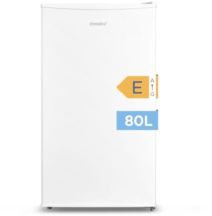 Comfee RCD80WH2(E) Kühlschrank mit Gefrierfach/ 80L Tischkühlschrank/mit 12 L Gefrierfach/ -18 °C bis -8 °C/ 4-Sterne-Gefrierschrank-Bewertung/ 137 kWh/Jahr/Einstellbare Temperaturregelung/Weiß
