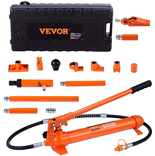 VEVOR Hydraulischer Wagenheber Luftpumpe 12 t, Lufthydraulischer Heber 135 mm Hub Rot, inkl. 100/195 / 300/500 mm Verlängerungsstange, Elektrostatisches Pulversprühen Autoreparatur Werkstatt