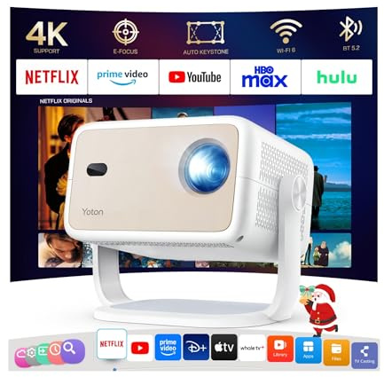 Smart Beamer 4K [Netflix Official Unterstützung & Electric Focus] Yoton Y7 Beamer 1080P Full HD 23000L WiFi Bluetooth, Auto Trapezkorrektur 50% Zoom Video Projektor Heimkino