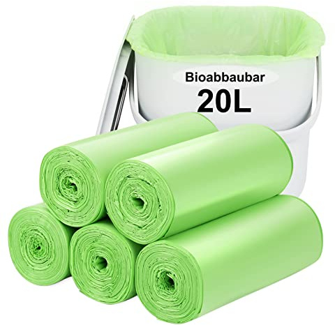 biomüllbeutel kompostierbare müllbeutel-100pcs bio müllbeutel-20L : Aievrgad 20L Müllbeutel 100% recycelt, dick, biologisch abbaubar, kompostierbar, für Lebensmittel/Haushalt/Garten - grün