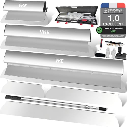VKE Flächenspachtel Set, Flächenspachtel 23 Teiliges Set, Spachtel Set Werkzeug mit Ergonomischem Griff, Spachtel Werkzeug im Koffer, Teleskopstange zum Verputzen von Wänden und Decken 300/500/800 mm